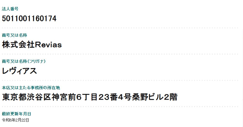 株式会社Reviasの法人情報