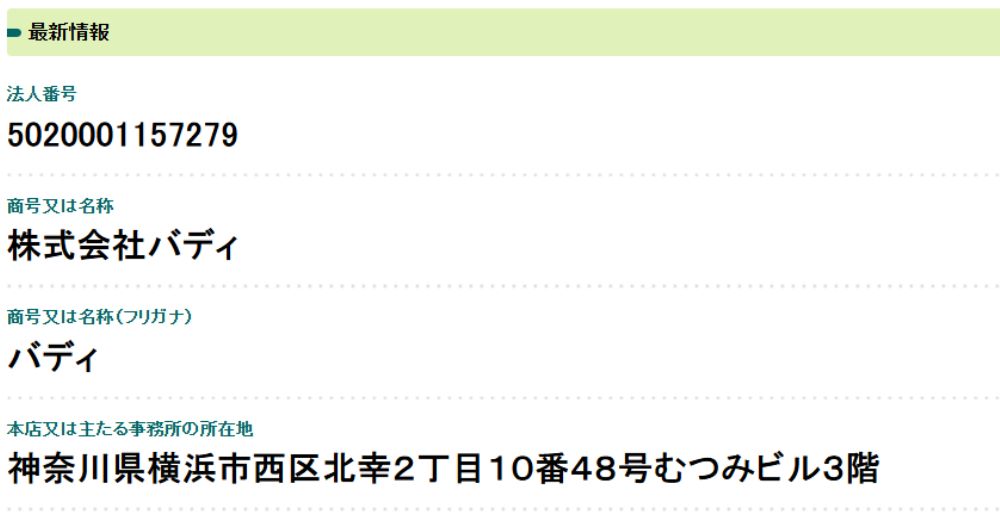 チケットバディの法人情報